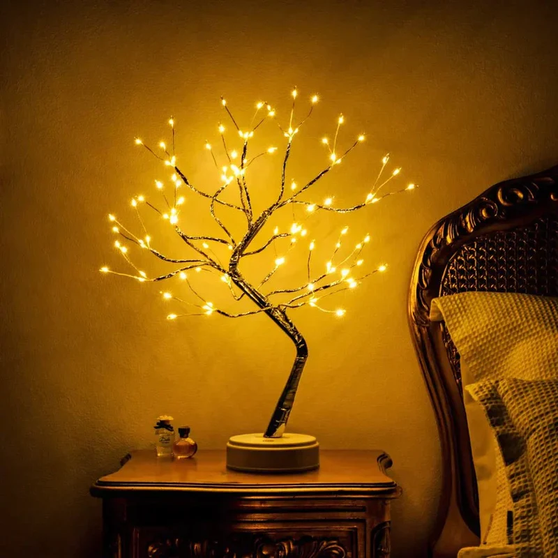 Led boomlamp touch batterij warm wit tafellamp nachtlamp slaapkamer woondecoratie sfeerverlichting decoratieve boomlamp | Sansoti