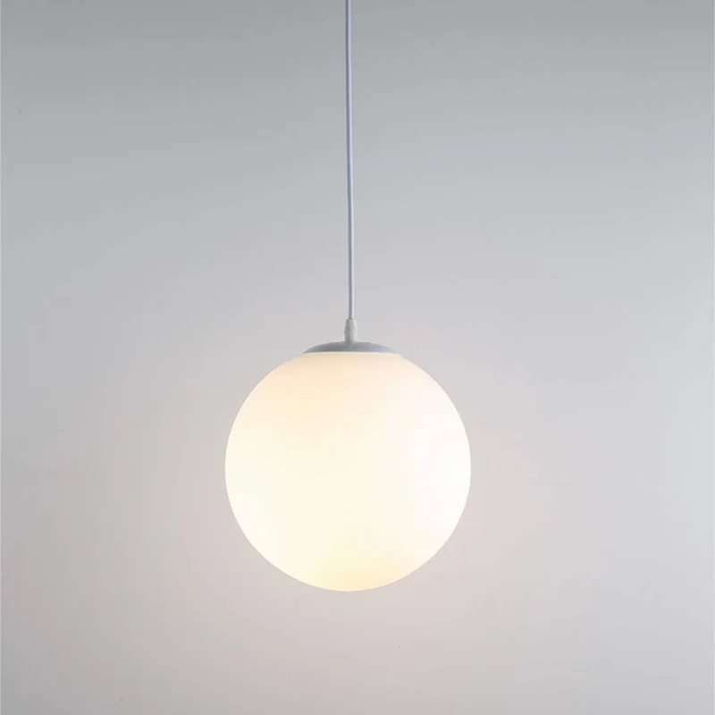 Hanglamp Glas Bol E27 Wit Eettafel Keuken Woonkamer Moderne Verlichting Ronde Hanglamp Minimalistisch Interieur | Sansoti