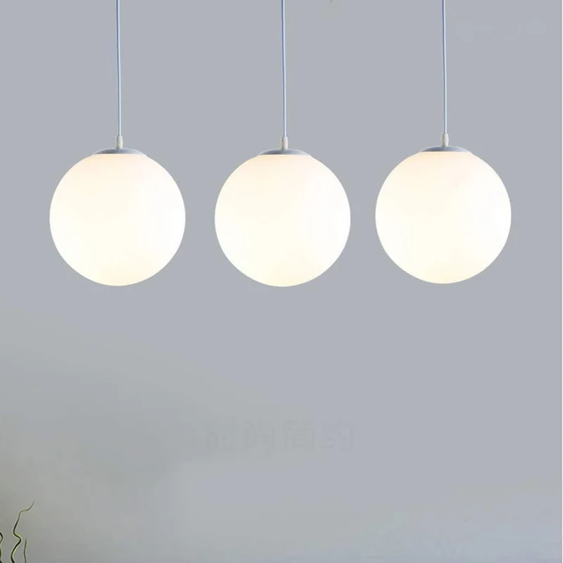 Hanglamp Glas Bol E27 Wit Eettafel Keuken Woonkamer Moderne Verlichting Ronde Hanglamp Minimalistisch Interieur | Sansoti