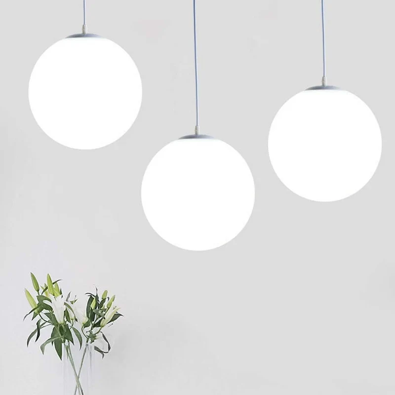 Hanglamp Glas Bol E27 Wit Eettafel Keuken Woonkamer Moderne Verlichting Ronde Hanglamp Minimalistisch Interieur | Sansoti