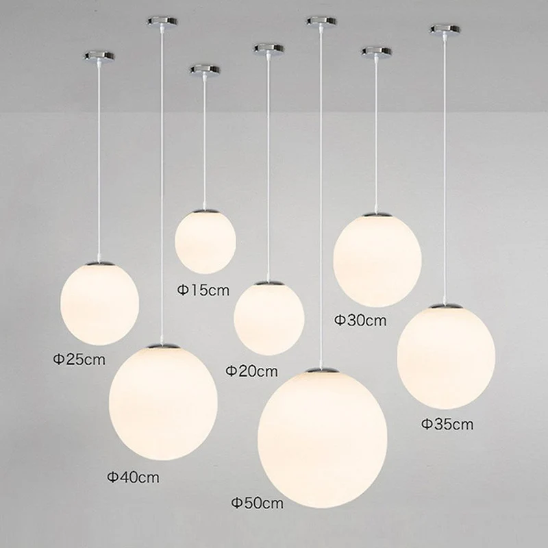 Hanglamp Glas Bol E27 Wit Eettafel Keuken Woonkamer Moderne Verlichting Ronde Hanglamp Minimalistisch Interieur | Sansoti