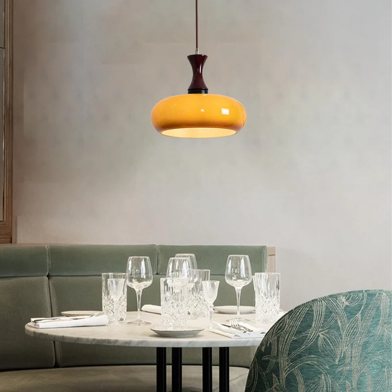 Hanglamp Glas Hout E27/E26 Woonkamer Eetkamer Slaapkamer Retro Vintage Verlichting | Sansoti