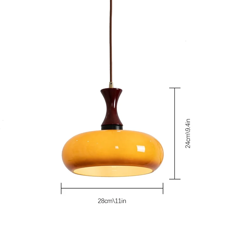 Hanglamp Glas Hout E27/E26 Woonkamer Eetkamer Slaapkamer Retro Vintage Verlichting | Sansoti