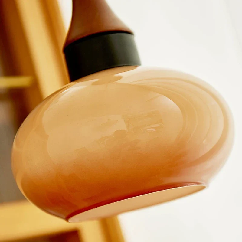 Hanglamp Glas Hout E27/E26 Woonkamer Eetkamer Slaapkamer Retro Vintage Verlichting | Sansoti
