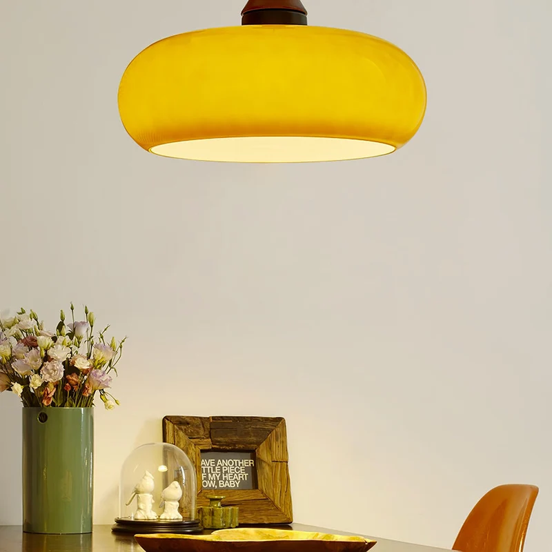 Hanglamp Glas Hout E27/E26 Woonkamer Eetkamer Slaapkamer Retro Vintage Verlichting | Sansoti