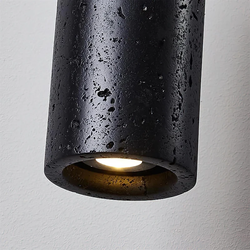 Hanglamp Travertijn Cilinder Hout LED Beige Eettafel Woonkamer Natuurlijke Steen Minimalistisch Design Verlichting Japandi Interieur | Sansoti