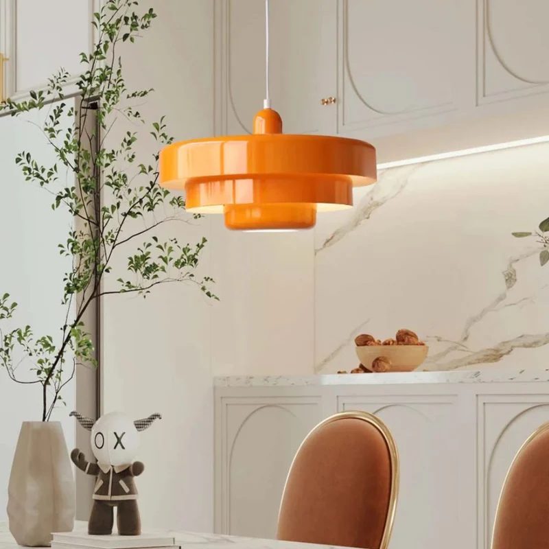 Hanglamp Metaal Gelaagd Ø35cm Oranje E27 Eettafel Woonkamer Retro Design Verlichting Industrieel Modern | Sansoti
