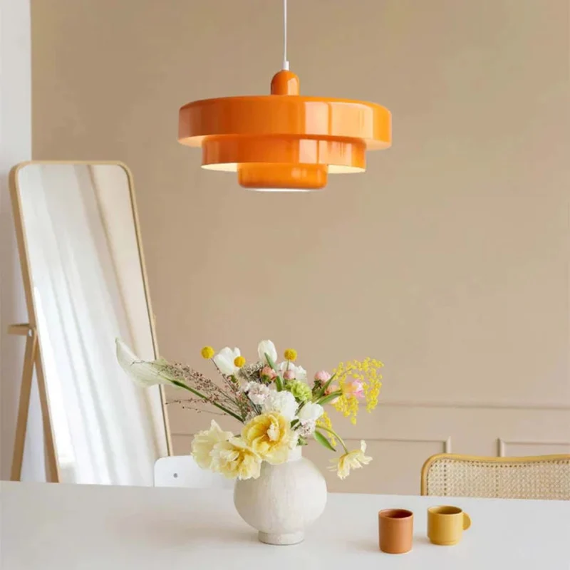 Hanglamp Metaal Gelaagd Ø35cm Oranje E27 Eettafel Woonkamer Retro Design Verlichting Industrieel Modern | Sansoti