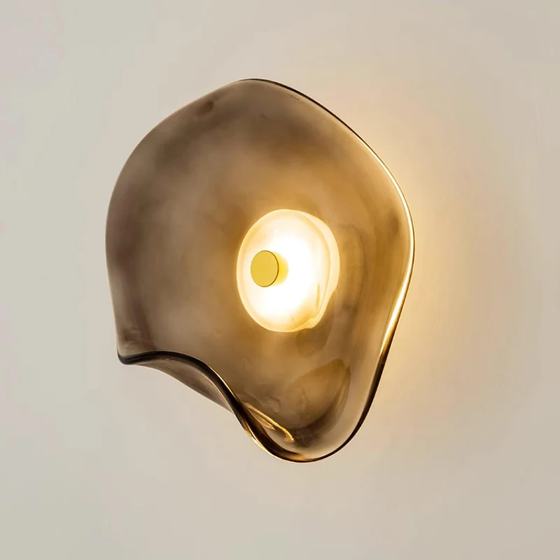 Wandlamp Glas LED 3000K Amber Organisch Design Badkamer Woonkamer Moderne Wandverlichting Sfeerlamp Vochtbestendig | Sansoti