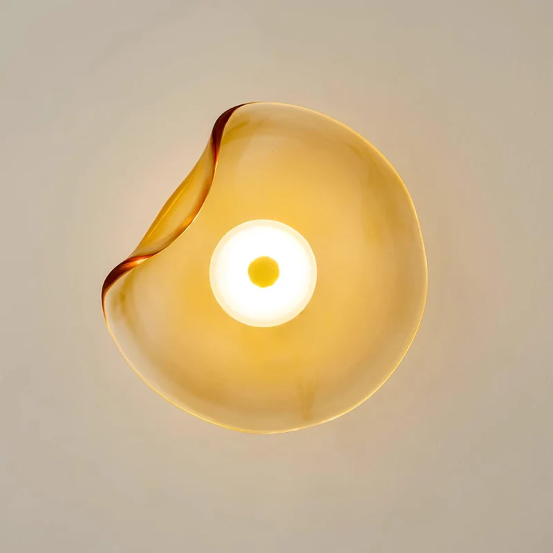 Wandlamp Glas LED 3000K Amber Organisch Design Badkamer Woonkamer Moderne Wandverlichting Sfeerlamp Vochtbestendig | Sansoti