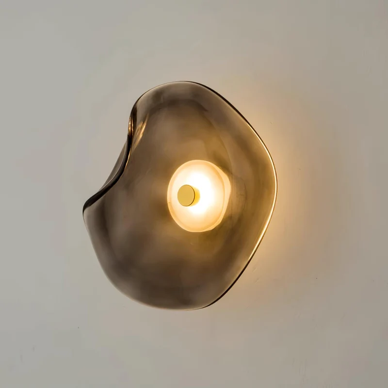 Wandlamp Glas LED 3000K Amber Organisch Design Badkamer Woonkamer Moderne Wandverlichting Sfeerlamp Vochtbestendig | Sansoti