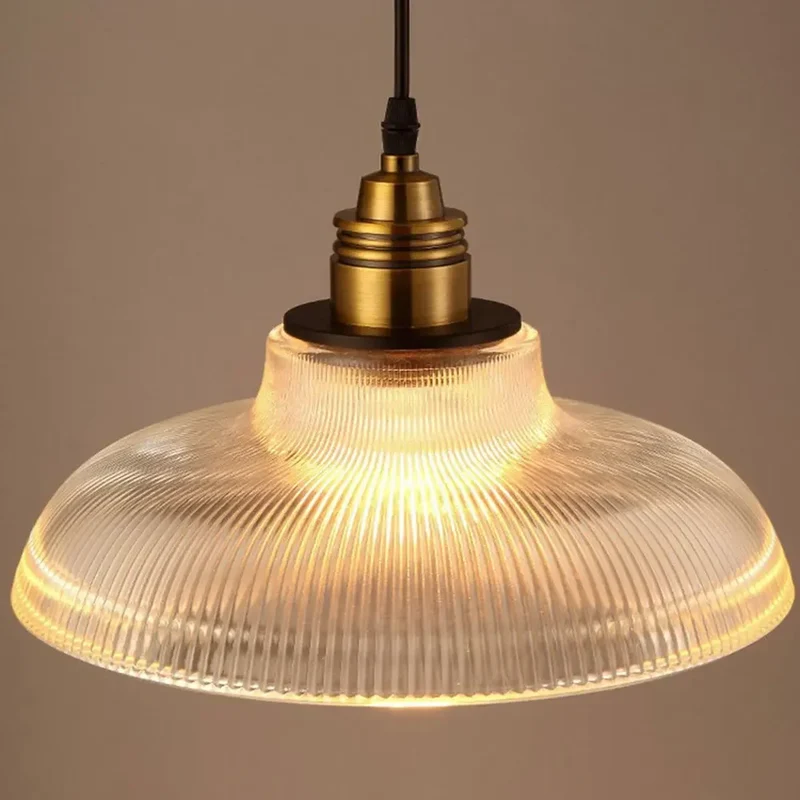 Vilion glazen hanglamp E27 geribbeld glas goud eetkamer keuken industriële verlichting modern hanglamp glaslamp | Sansoti