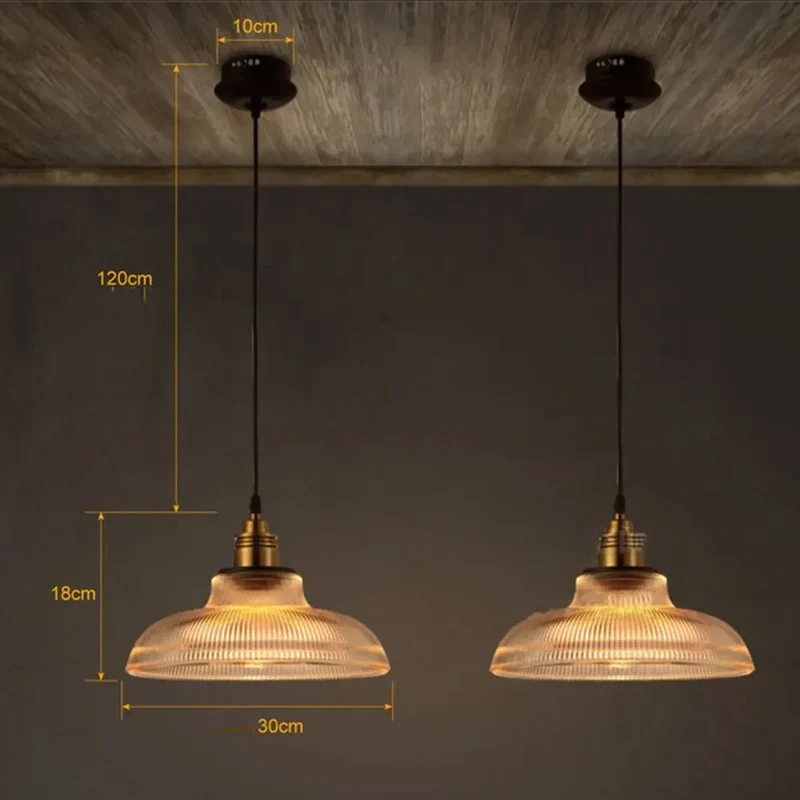 Vilion glazen hanglamp E27 geribbeld glas goud eetkamer keuken industriële verlichting modern hanglamp glaslamp | Sansoti