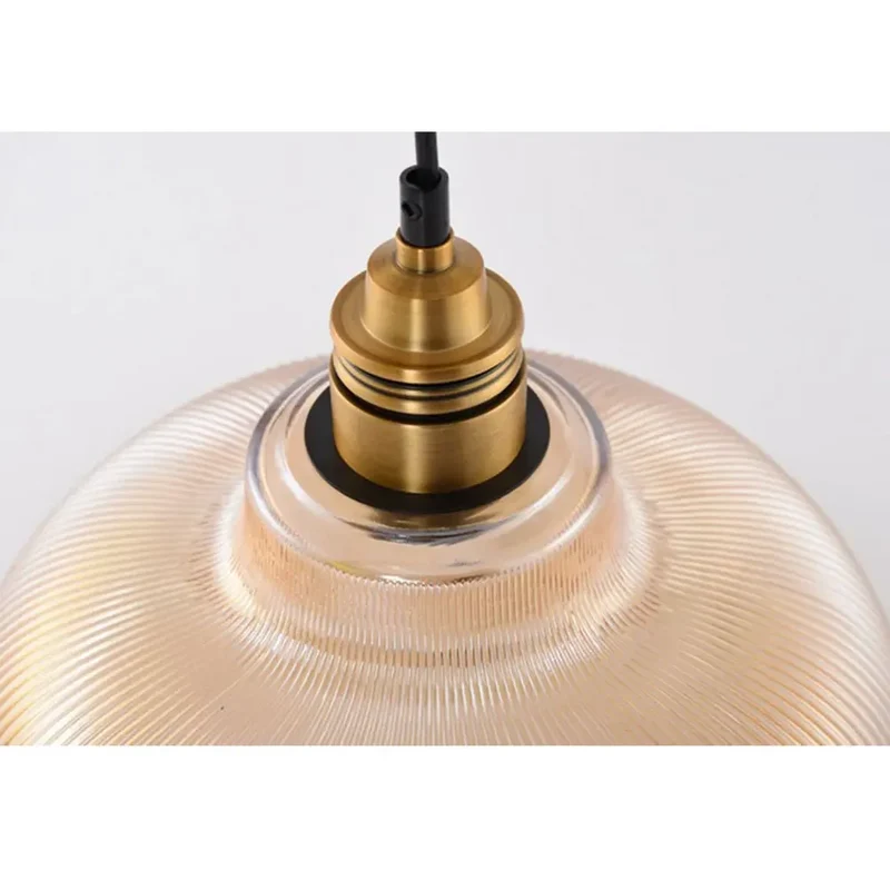 Vilion glazen hanglamp E27 geribbeld glas goud eetkamer keuken industriële verlichting modern hanglamp glaslamp | Sansoti