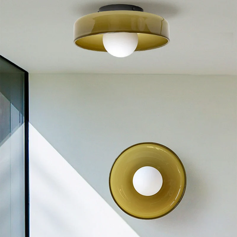 Mulon Plafondlamp en Wandlamp Glas G9 Amber Woonkamer Slaapkamer Design Verlichting Modern Rond | Sansoti