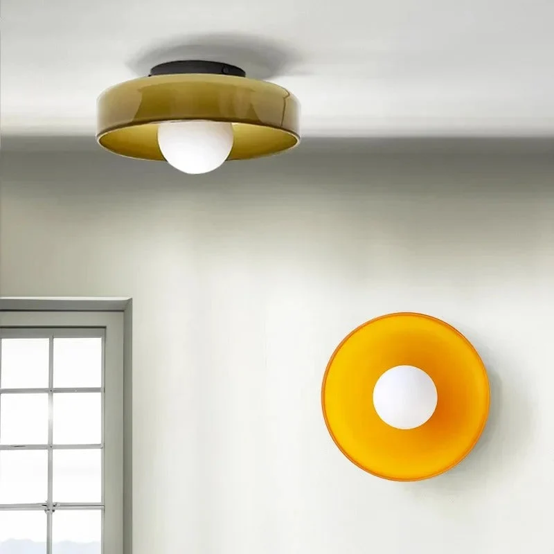 Mulon Plafondlamp en Wandlamp Glas G9 Amber Woonkamer Slaapkamer Design Verlichting Modern Rond | Sansoti