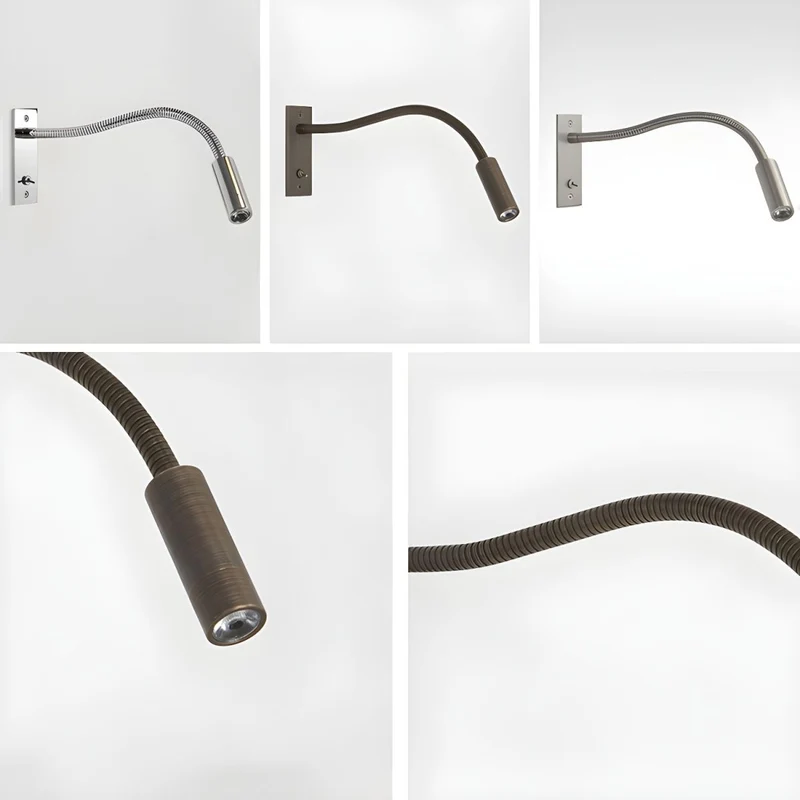 Elezor Flexibele Gooseneck Wandlamp LED Zwart Leeslamp Slaapkamer Bed Wandverlichting Richtbaar Modern Minimalistisch | Sansoti