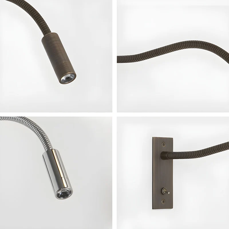 Elezor Flexibele Gooseneck Wandlamp LED Zwart Leeslamp Slaapkamer Bed Wandverlichting Richtbaar Modern Minimalistisch | Sansoti