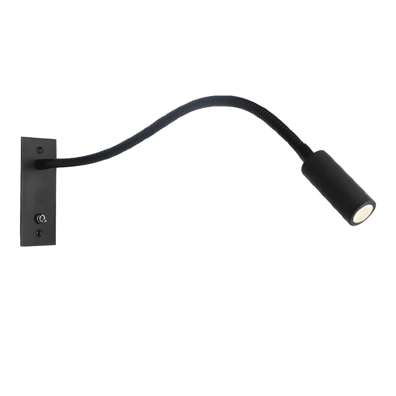 Elezor Flexibele Gooseneck Wandlamp LED Zwart Leeslamp Slaapkamer Bed Wandverlichting Richtbaar Modern Minimalistisch | Sansoti