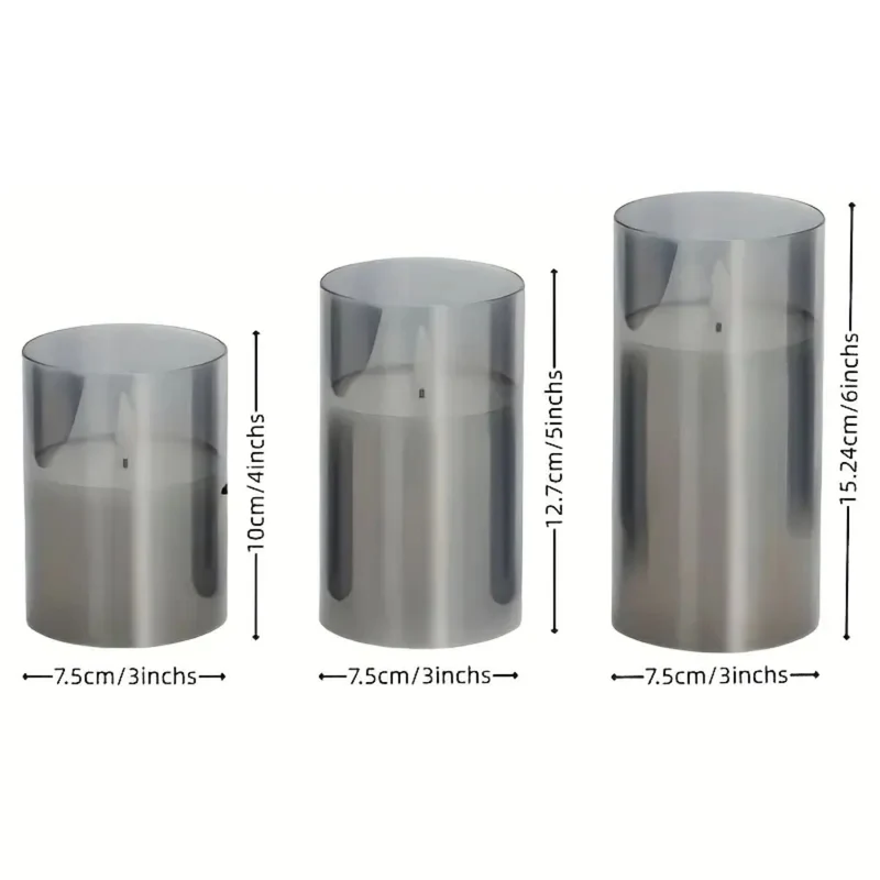 LED kaarsen met afstandsbediening glas zwart sfeer verlichting set timer modern interieur woonkamer slaapkamer decoratie realistisch vlam effect | Sansoti