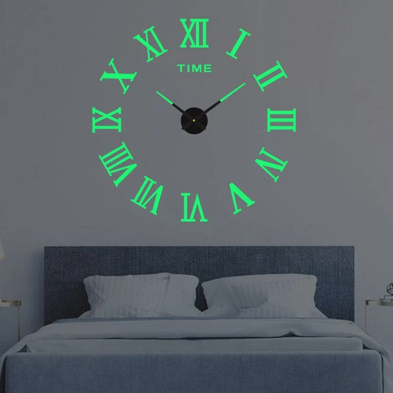 3D Creatieve Wandklok Groot Stil Uurwerk Zwart Woonkamer Moderne Wanddecoratie Minimalistisch Design XXL Klok | Sansoti