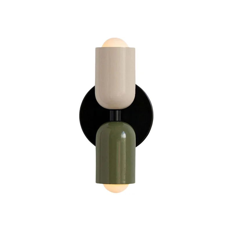 Louvel wandlamp glas dubbel lichtpunt groen wandverlichting woonkamer slaapkamer modern design up down verlichting compact 12 cm | Sansoti
