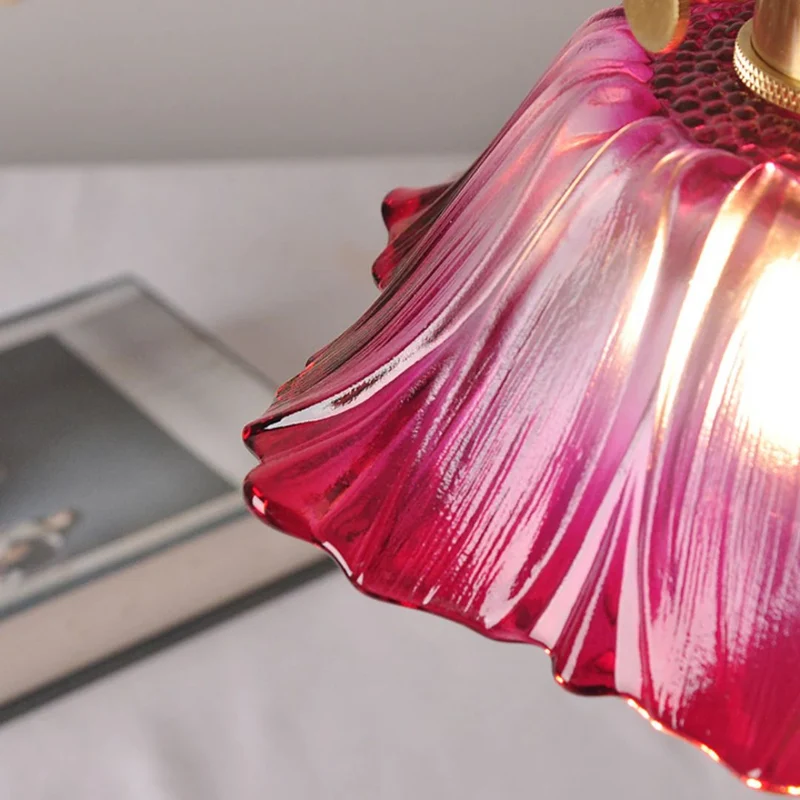 Cullivan Flower Hanglamp Glas Metaal Rood E27 Eettafel Verlichting Vintage Bloem Lamp Hal Sfeerverlichting | Sansoti