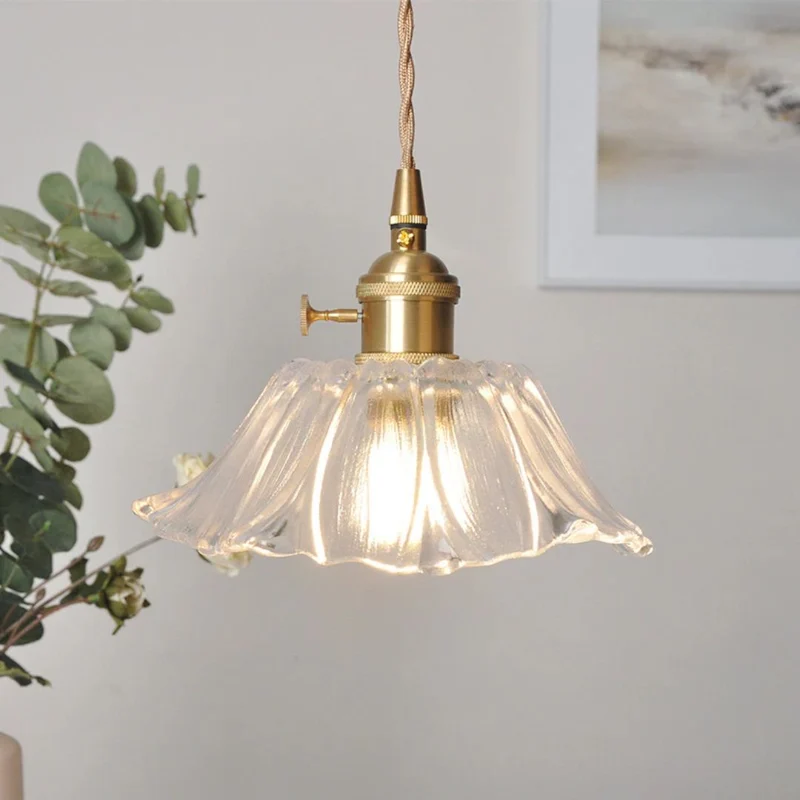 Cullivan Flower Hanglamp Glas Metaal Rood E27 Eettafel Verlichting Vintage Bloem Lamp Hal Sfeerverlichting | Sansoti