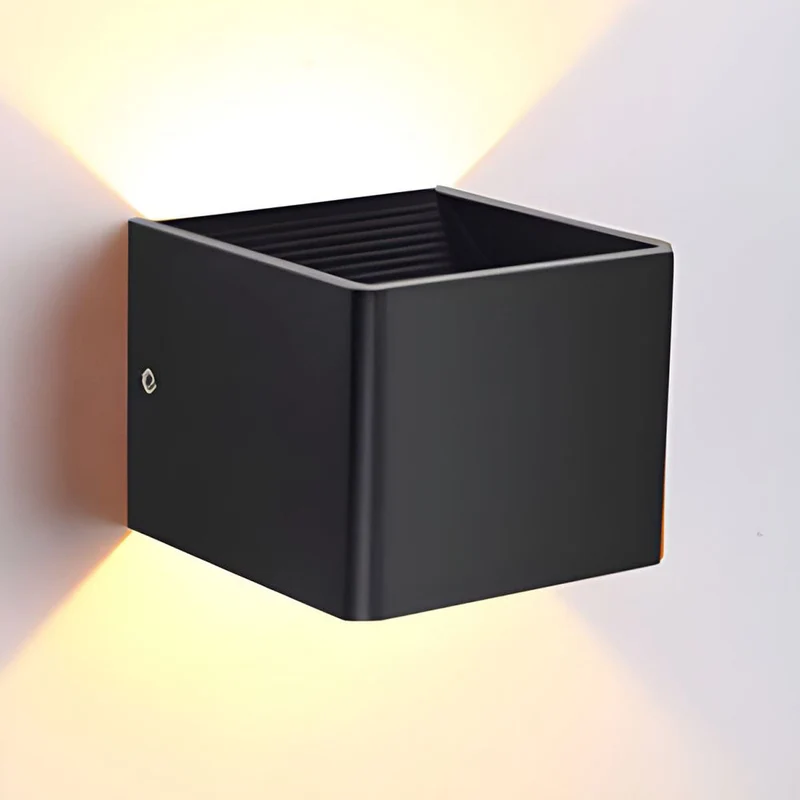 Cubbon Wandlamp LED Aluminium Acryl Zwart/Wit Wandverlichting Binnen Modern Up Down Designlamp Slaapkamer Hal | Sansoti