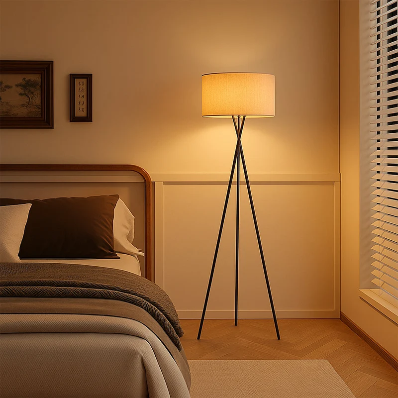 Zijden vloerlamp Ø42 x H160 cm warm wit slaapkamer leeslamp staande lamp | Sansoti