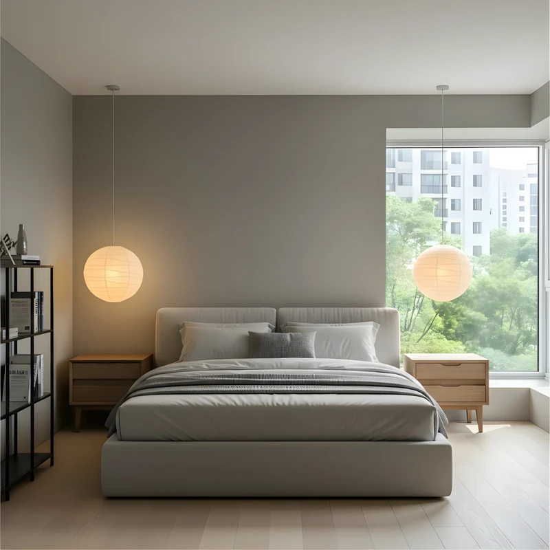 Akari hanglamp rijstpapier Ø30 Ø45 Ø55 wit woonkamer slaapkamer Japans design sfeerverlichting | Sansoti