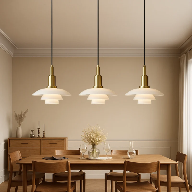 Deense design hanglamp 2/3 koppen glas metaal goud eetkamer keuken eiland Scandinavisch minimalistisch | Sansoti