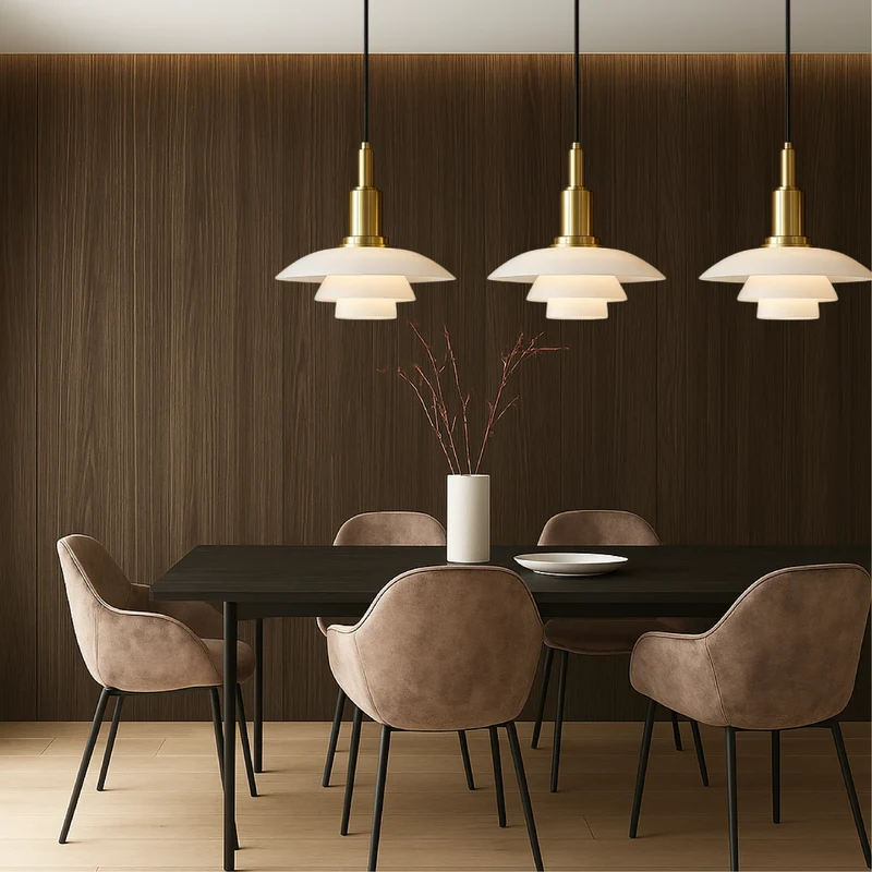 Deense design hanglamp 2/3 koppen glas metaal goud eetkamer keuken eiland Scandinavisch minimalistisch | Sansoti