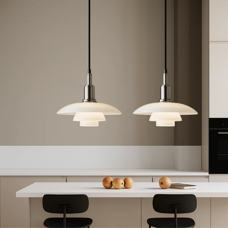Deense design hanglamp 2/3 koppen glas metaal goud eetkamer keuken eiland Scandinavisch minimalistisch | Sansoti