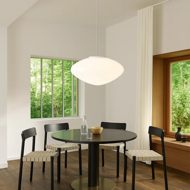 Deense hanglamp glas LED wit eettafel woonkamer Scandinavisch design minimalistisch modern | Sansoti