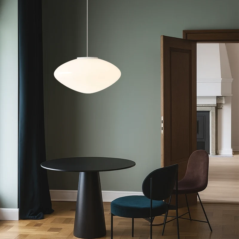 Deense hanglamp glas LED wit eettafel woonkamer Scandinavisch design minimalistisch modern | Sansoti