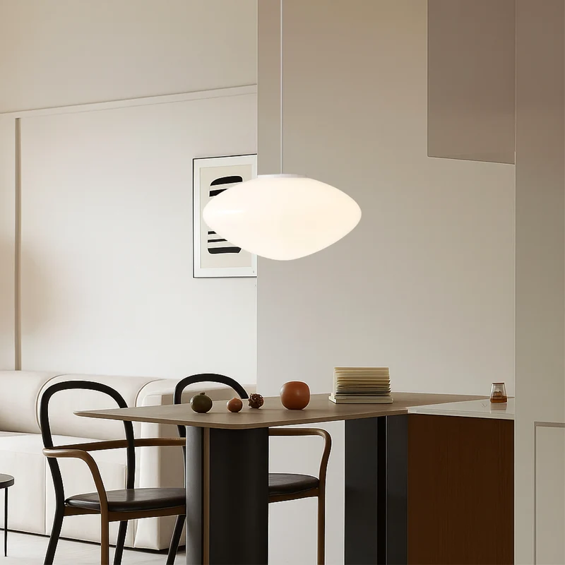 Deense hanglamp glas LED wit eettafel woonkamer Scandinavisch design minimalistisch modern | Sansoti