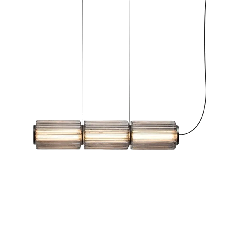 Cilinder glazen hanglamp LED glas ijzer zwart eetkamer bar moderne verlichting langwerpig design minimalistisch | Sansoti