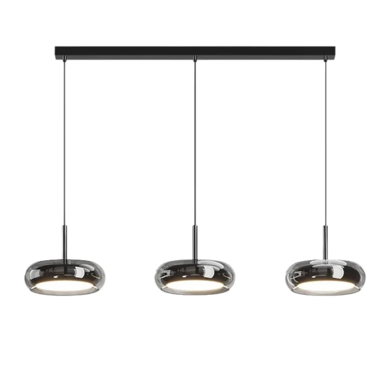 3 Hoofd Keuken Hanglamp Glas Metaal Zwart Eilandverlichting Modern Minimalistisch LED Hanglamp | Sansoti