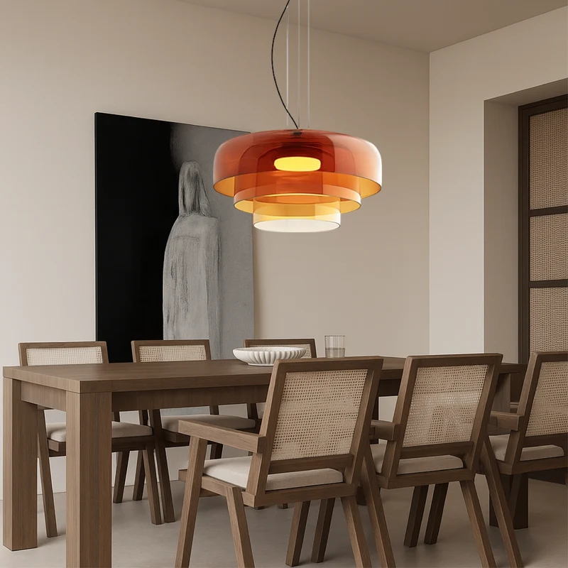 Glazen hanglamp Ø42 cm gelaagd glas groen eettafel keuken modern design sfeerverlichting | Sansoti