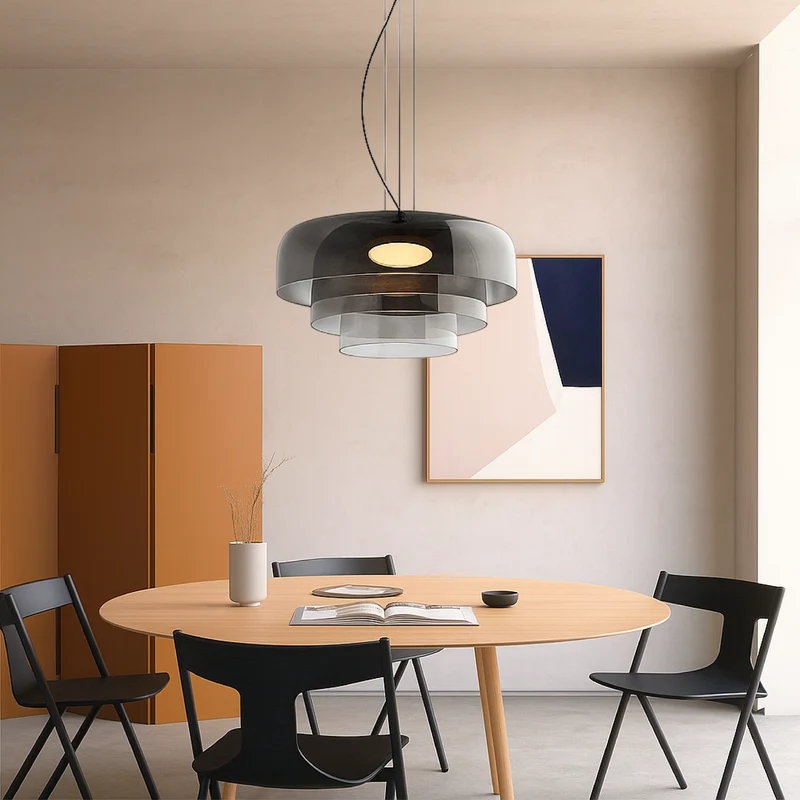 Glazen hanglamp Ø42 cm gelaagd glas groen eettafel keuken modern design sfeerverlichting | Sansoti