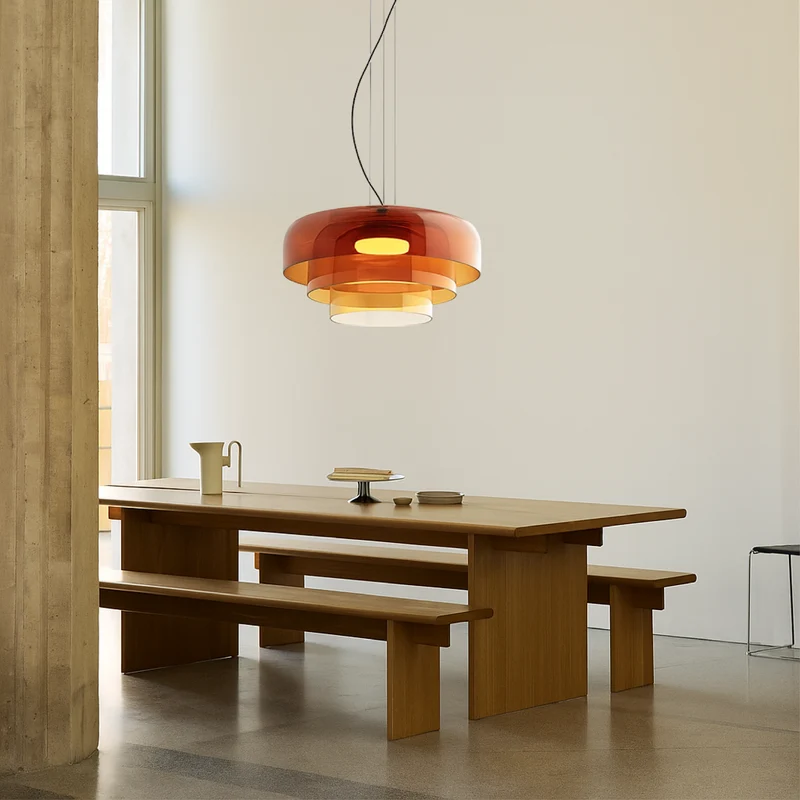 Glazen hanglamp Ø42 cm gelaagd glas groen eettafel keuken modern design sfeerverlichting | Sansoti