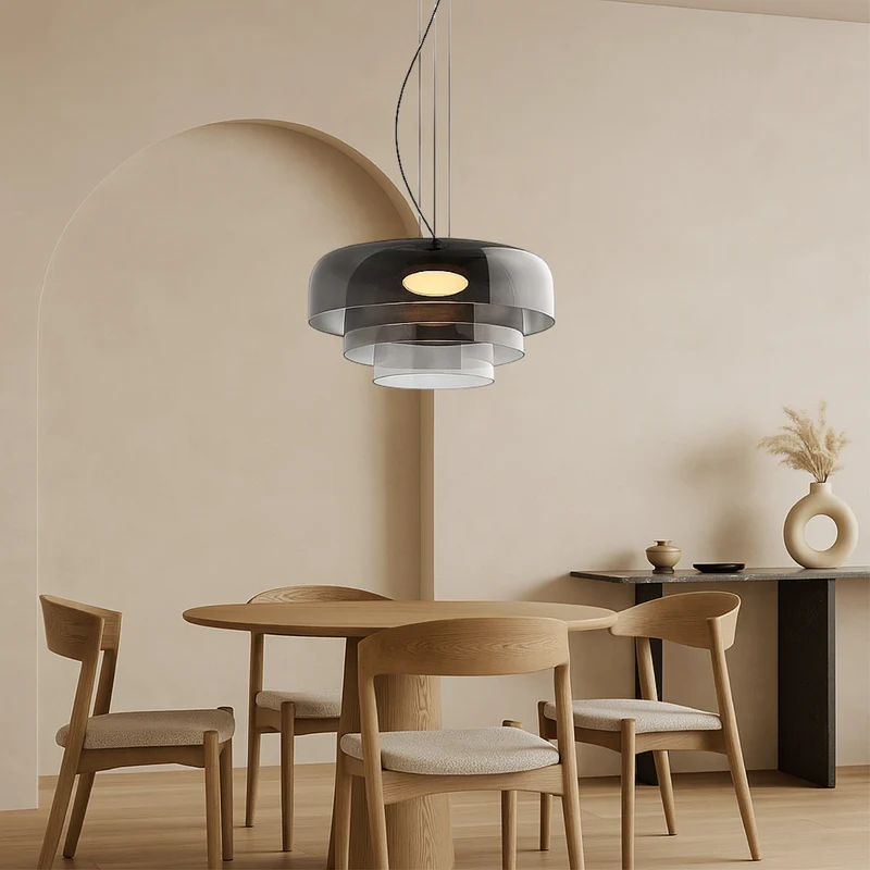 Glazen hanglamp Ø42 cm gelaagd glas groen eettafel keuken modern design sfeerverlichting | Sansoti
