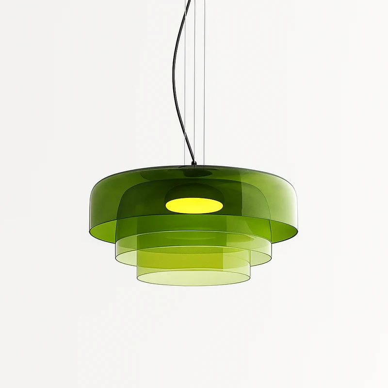 Glazen hanglamp Ø42 cm gelaagd glas groen eettafel keuken modern design sfeerverlichting | Sansoti