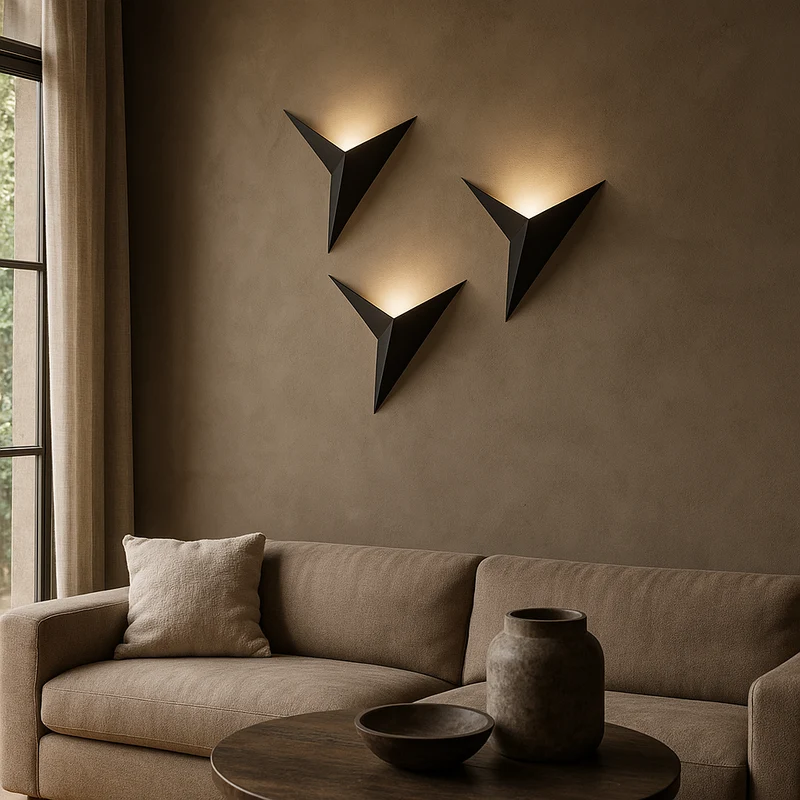 Vogel wandlamp ijzer zwart wandverlichting slaapkamer woonkamer minimalistisch design origami stijl LED | Sansoti