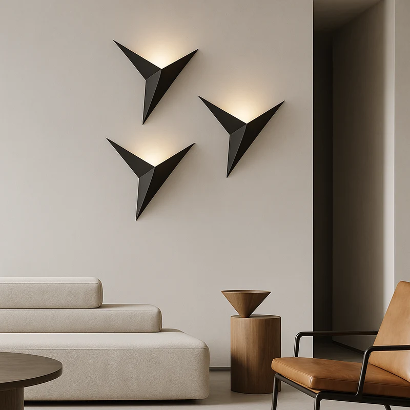 Vogel wandlamp ijzer zwart wandverlichting slaapkamer woonkamer minimalistisch design origami stijl LED | Sansoti