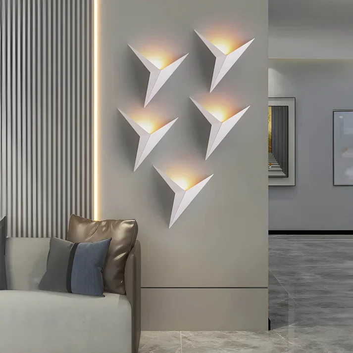 Vogel wandlamp ijzer zwart wandverlichting slaapkamer woonkamer minimalistisch design origami stijl LED | Sansoti