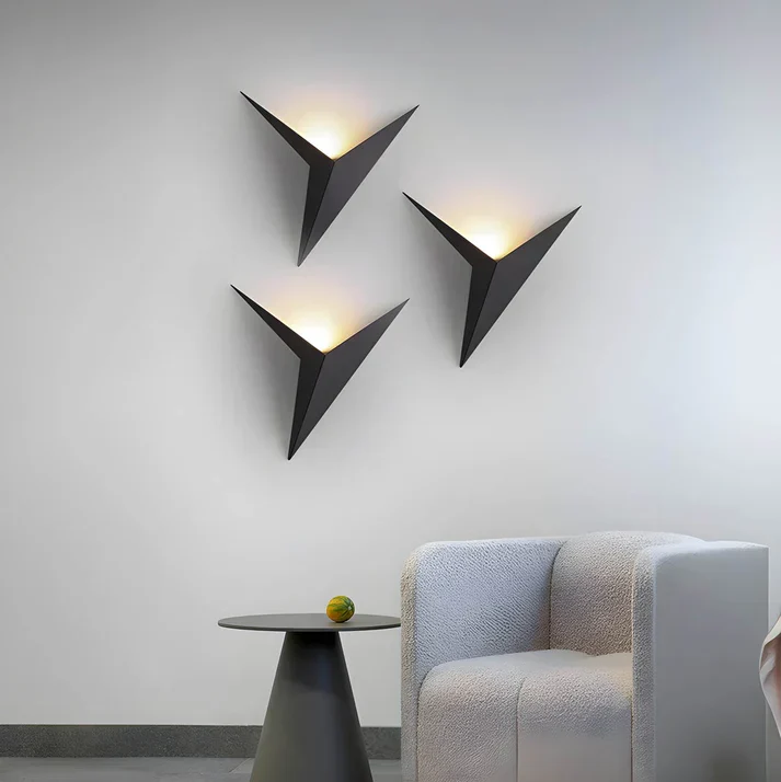 Vogel wandlamp ijzer zwart wandverlichting slaapkamer woonkamer minimalistisch design origami stijl LED | Sansoti