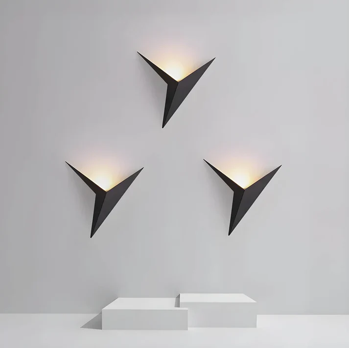 Vogel wandlamp ijzer zwart wandverlichting slaapkamer woonkamer minimalistisch design origami stijl LED | Sansoti