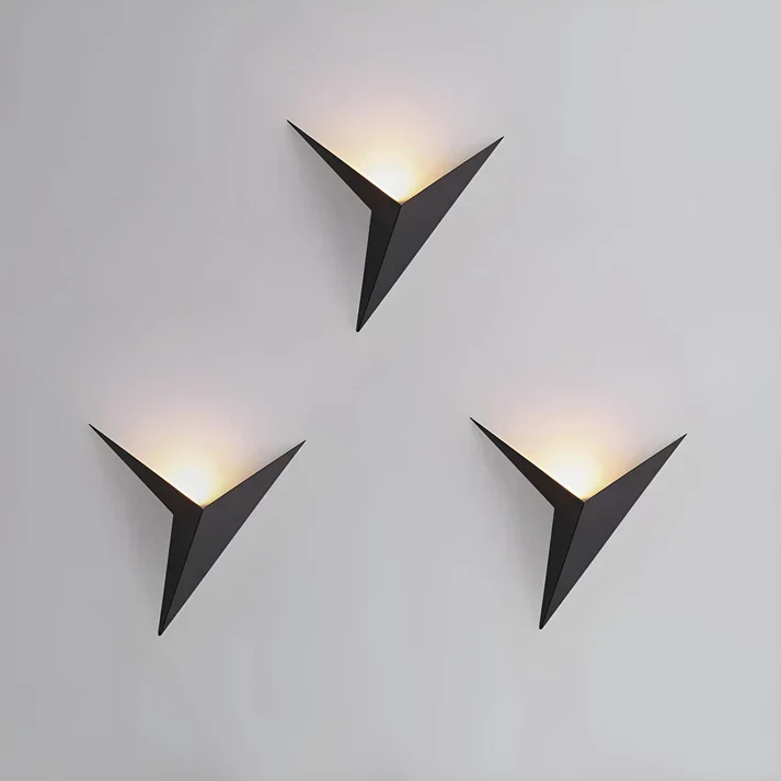 Vogel wandlamp ijzer zwart wandverlichting slaapkamer woonkamer minimalistisch design origami stijl LED | Sansoti